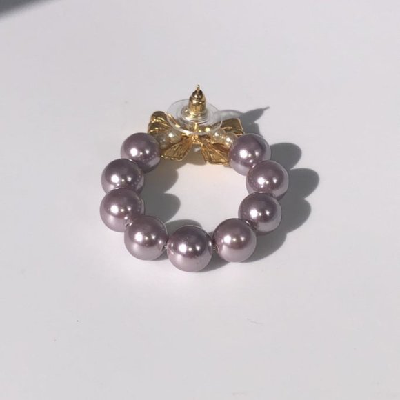 Mirit Weinstock Bow Bead Hoops in Gold/Lavendar - Picture 2 of 5